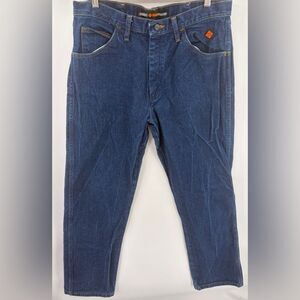 Wrangler flame resistant men’s relaxed fit dark wash jean work size 34x32